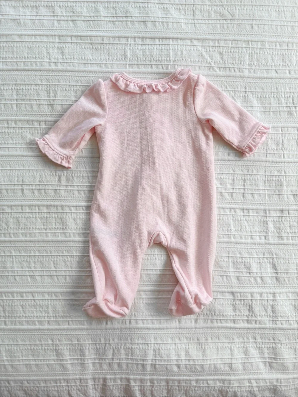 NWOT Little Me 100% Cotton Baby Girl Rosebud Embroidered Pointelle Footie 3M